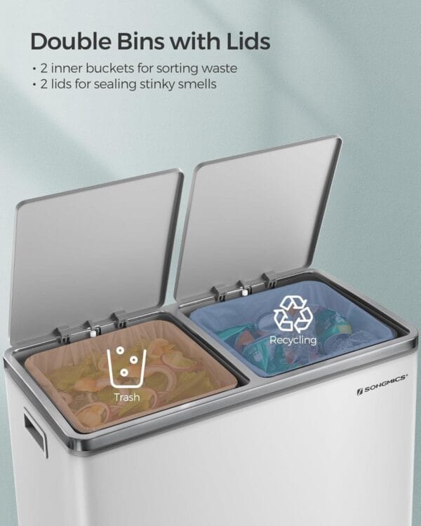 Trash Can 2 x 8 Gallon (2 x 30 L) Garbage Can for Kitchen-Free Shipping
