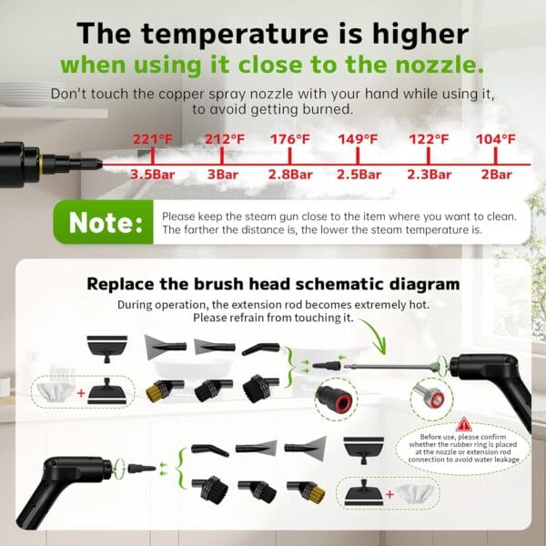 Pressurized Handheld Steam Cleaner 2500W