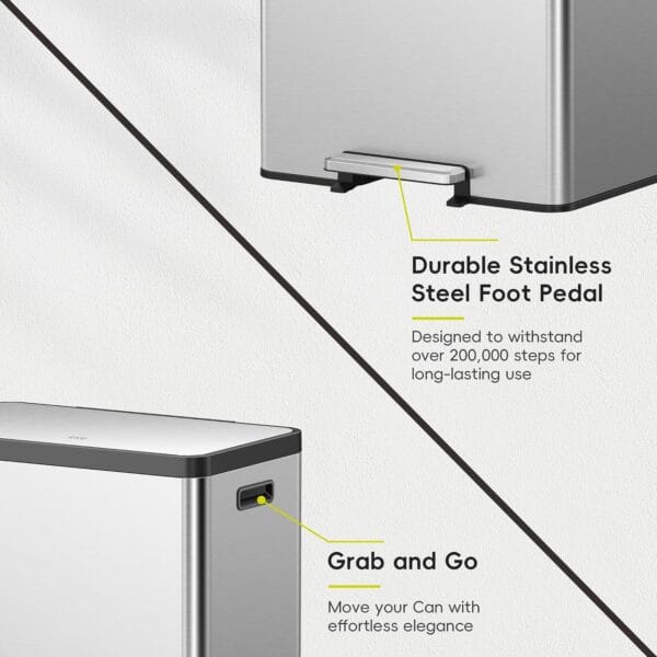 EKO EcoCasa II 36L+24L Dual Trash Can with Recycle Bin