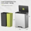 EKO EcoCasa II 36L+24L Dual Trash Can with Recycle Bin